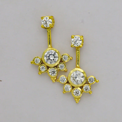 Silver Bugadi 6 Stone mookuthi Stone Top Gold Diamond Design
