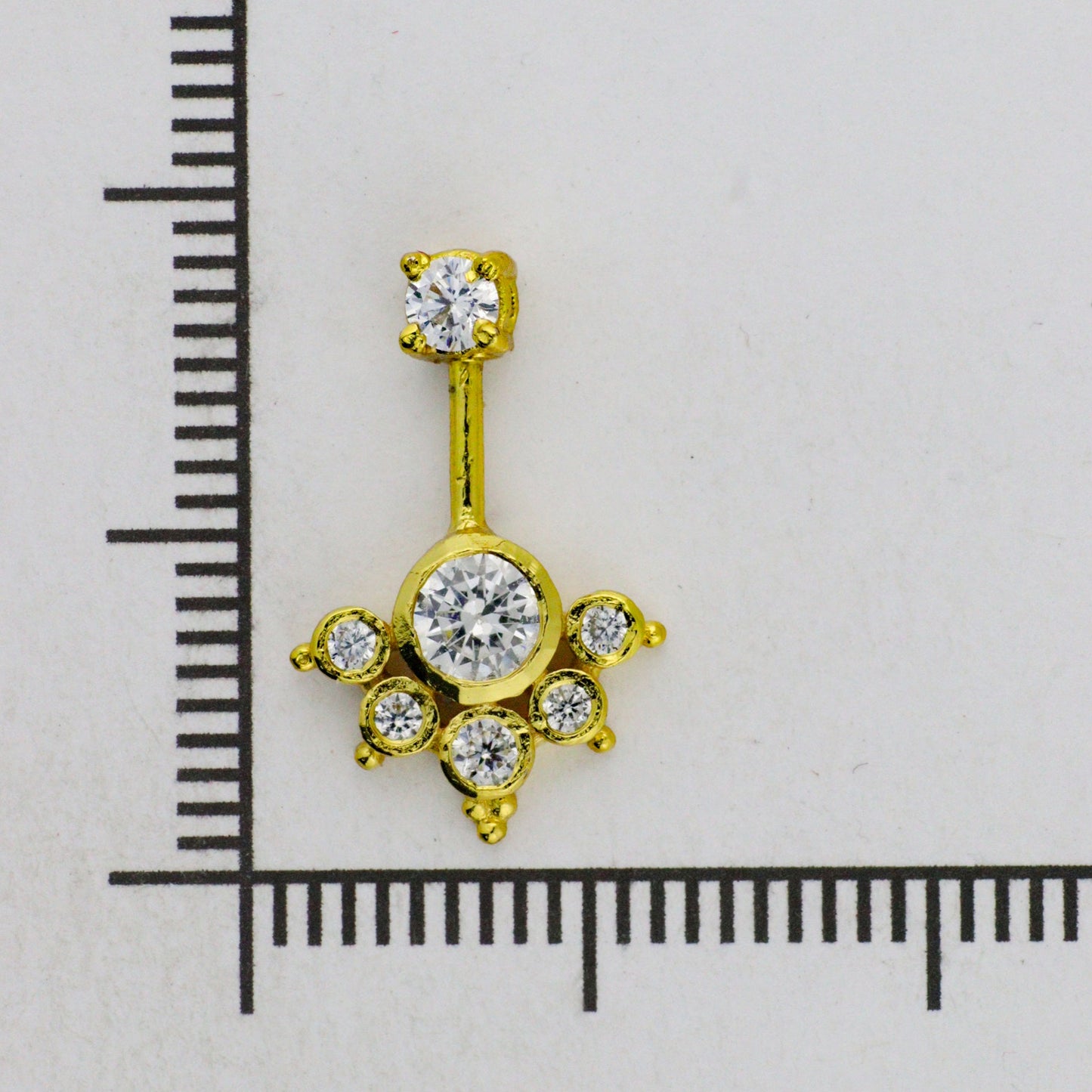 Silver Bugadi 6 Stone mookuthi Stone Top Gold Diamond Design