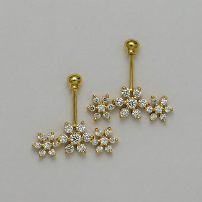 Silver Bugadi 7 Stone Flower 3 Ball Top Gold Diamond Design