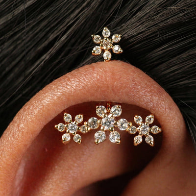 Silver Bugadi 7 Stone Flower 3 7 Stone Top Diamond Design