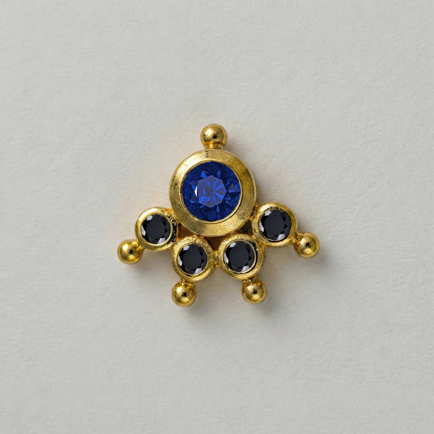 MOOKUTHI BLUE STONE GOLD PLATED NOSEPIN