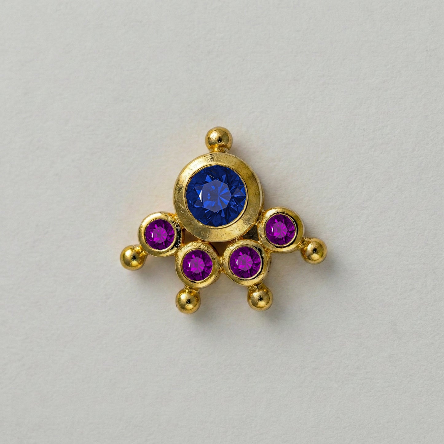 MOOKUTHI BLUE STONE GOLD PLATED NOSEPIN