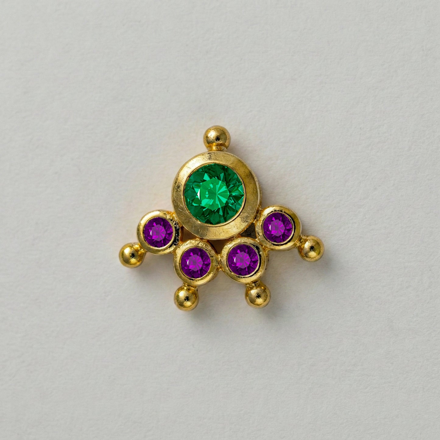 MOOKUTHI GREEN STONE GOLD PLATED NOSEPIN