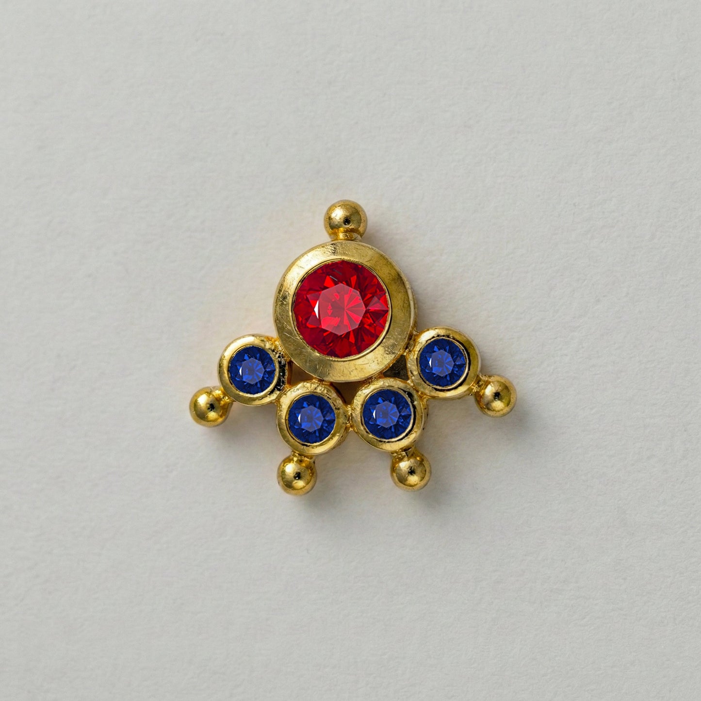 MOOKUTHI RED STONE GOLD PLATED NOSEPIN