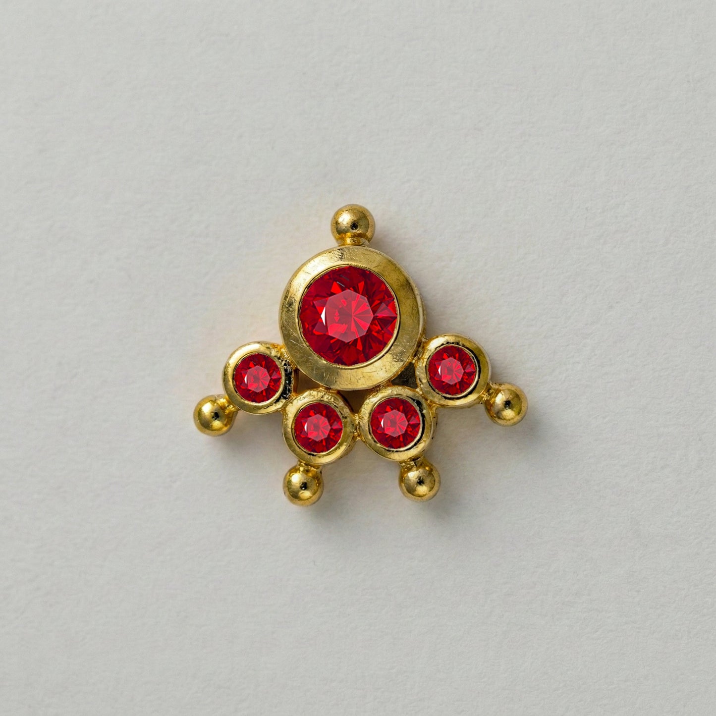 MOOKUTHI RED STONE GOLD PLATED NOSEPIN