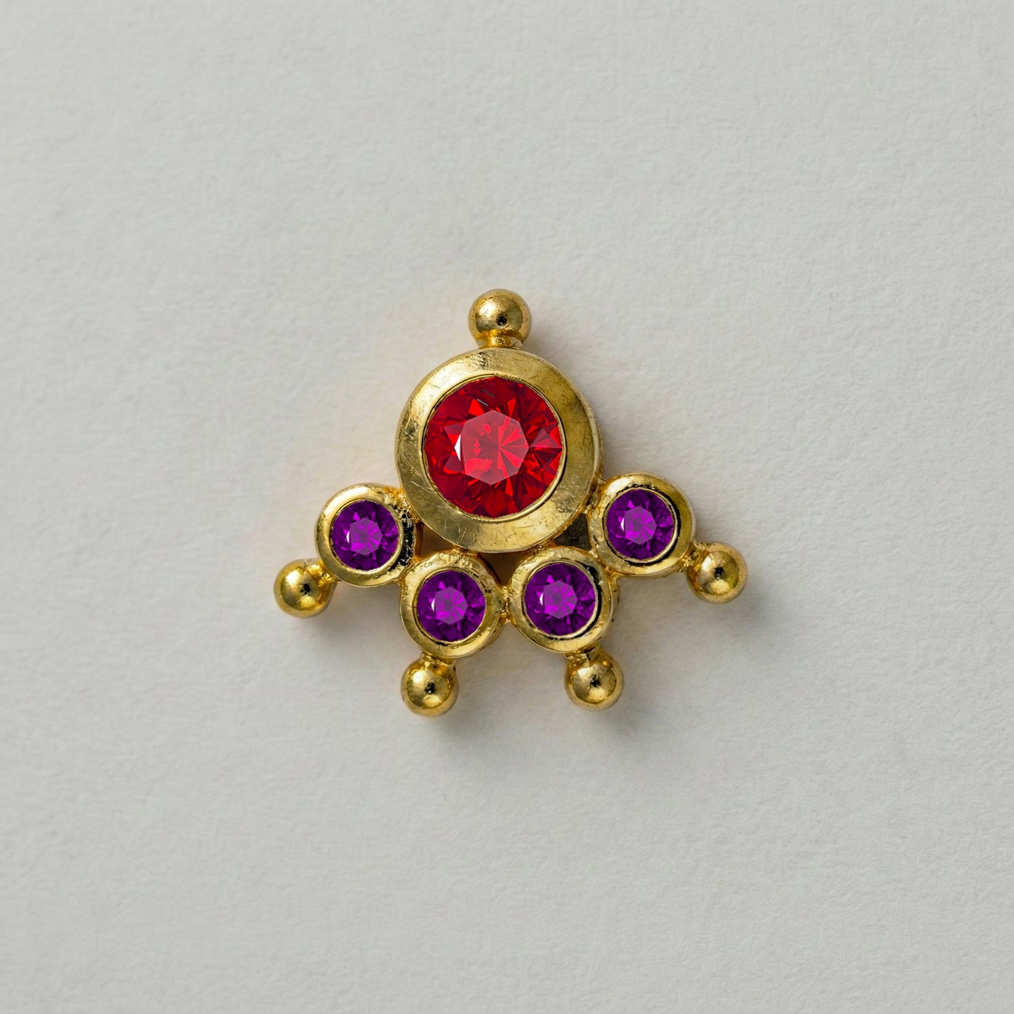 MOOKUTHI RED STONE GOLD PLATED NOSEPIN