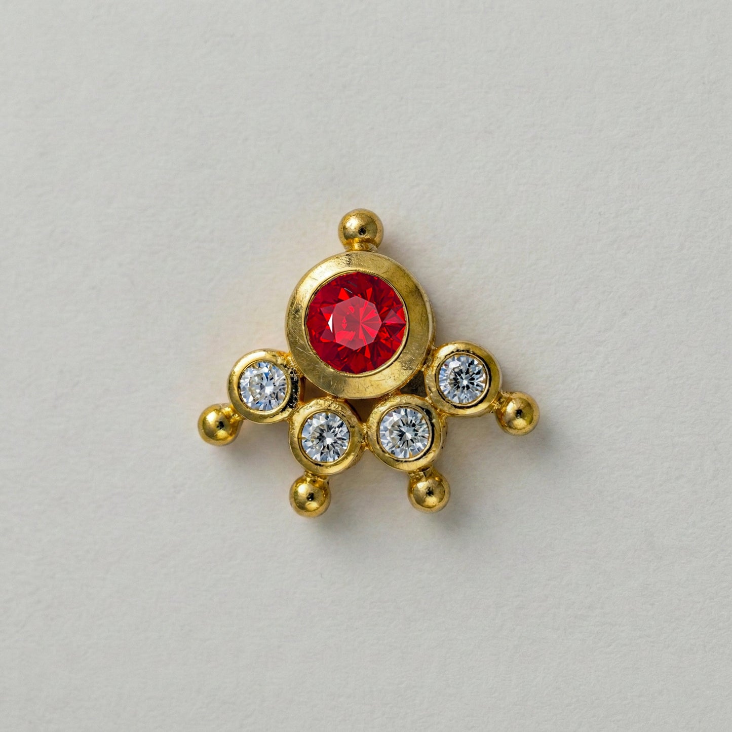 MOOKUTHI RED STONE GOLD PLATED NOSEPIN