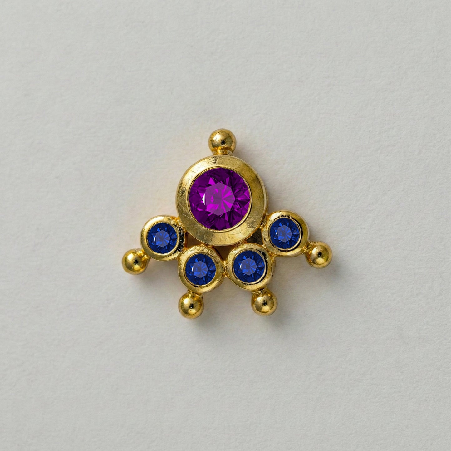 MOOKUTHI AMETHYST STONE GOLD PLATED NOSEPIN