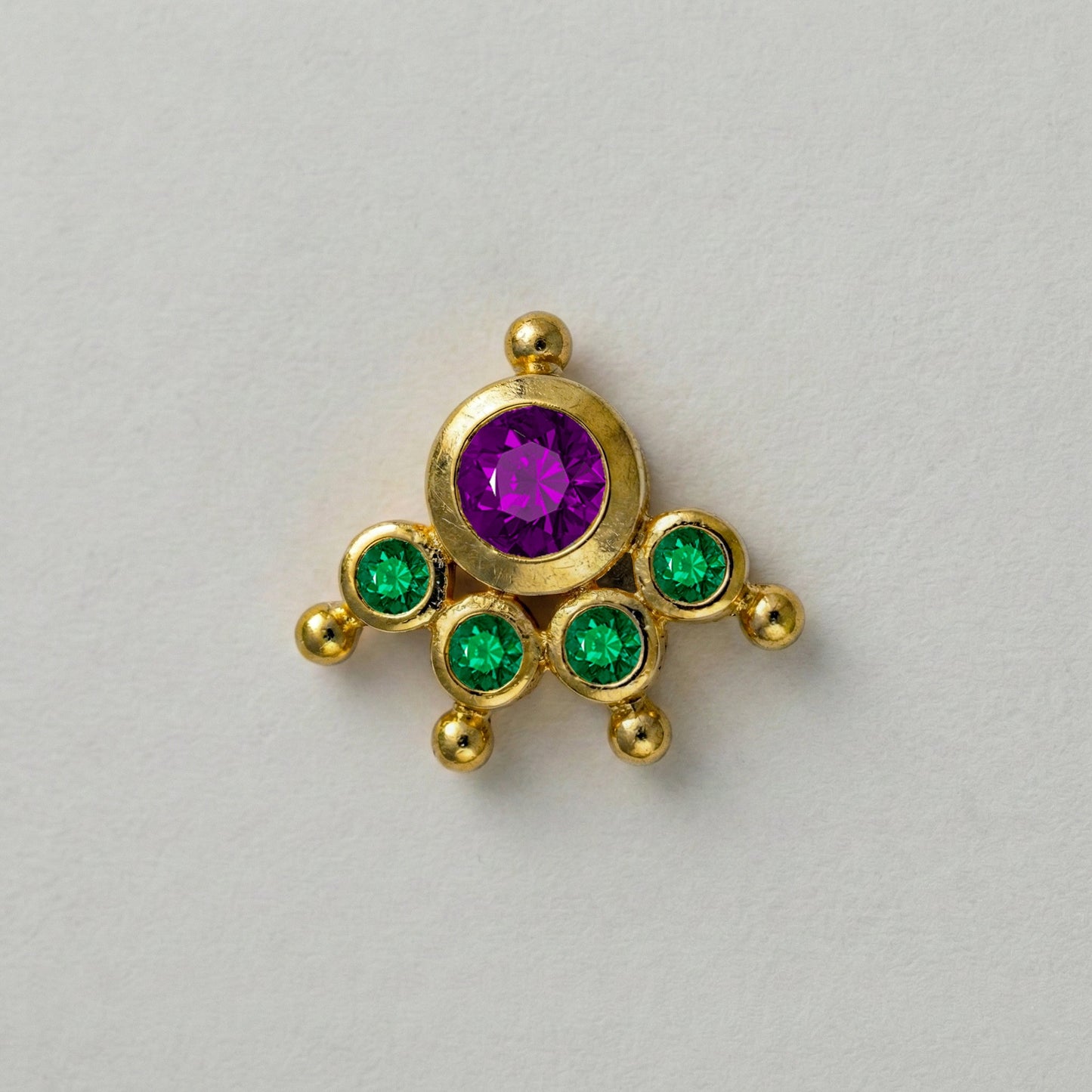 MOOKUTHI AMETHYST STONE GOLD PLATED NOSEPIN