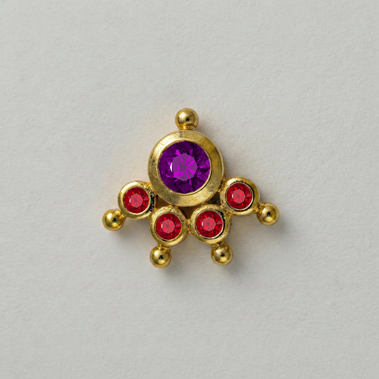 MOOKUTHI AMETHYST STONE GOLD PLATED NOSEPIN
