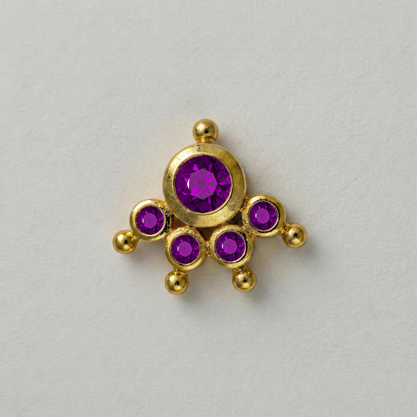 MOOKUTHI AMETHYST STONE GOLD PLATED NOSEPIN