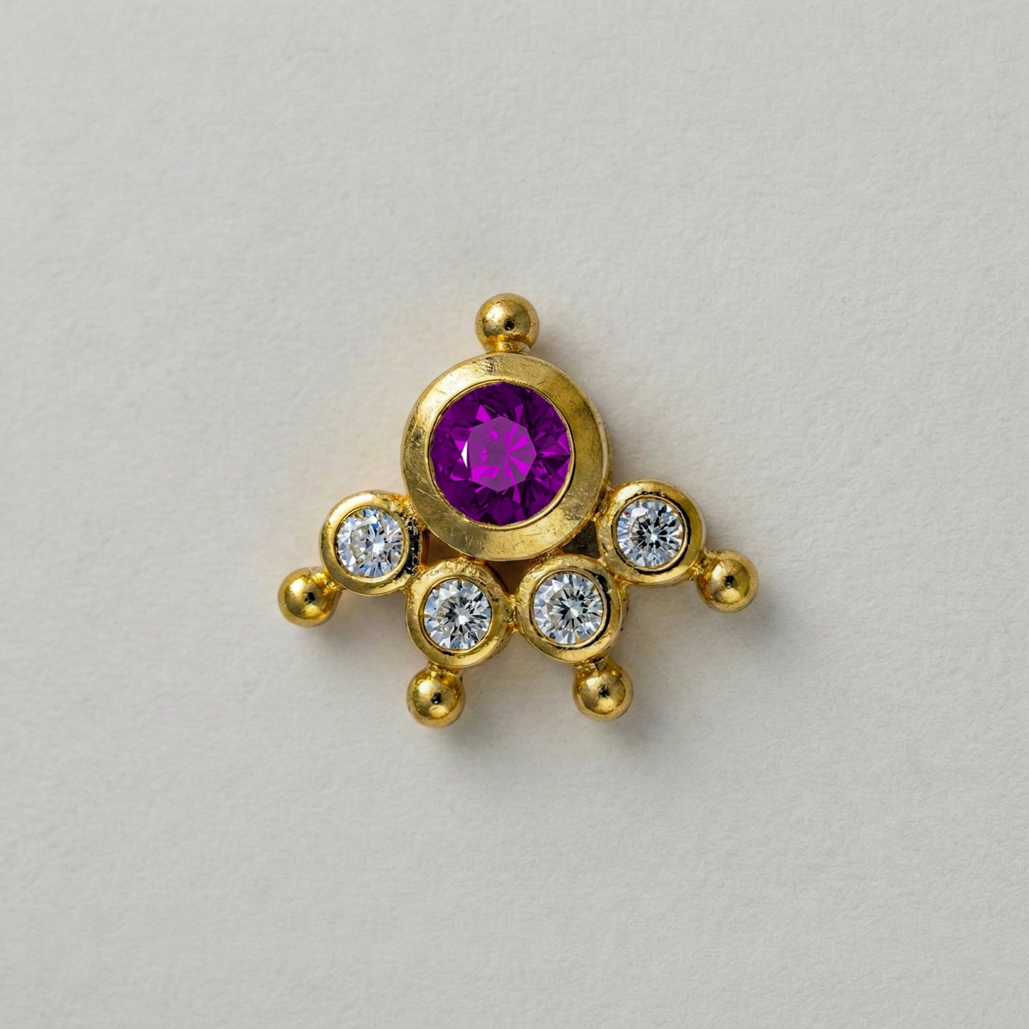 MOOKUTHI AMETHYST STONE GOLD PLATED NOSEPIN