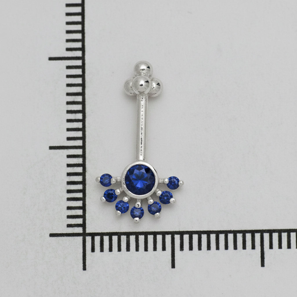 Silver Bugadi Aster Flower 4 Bead Top Blue Sapphire Design