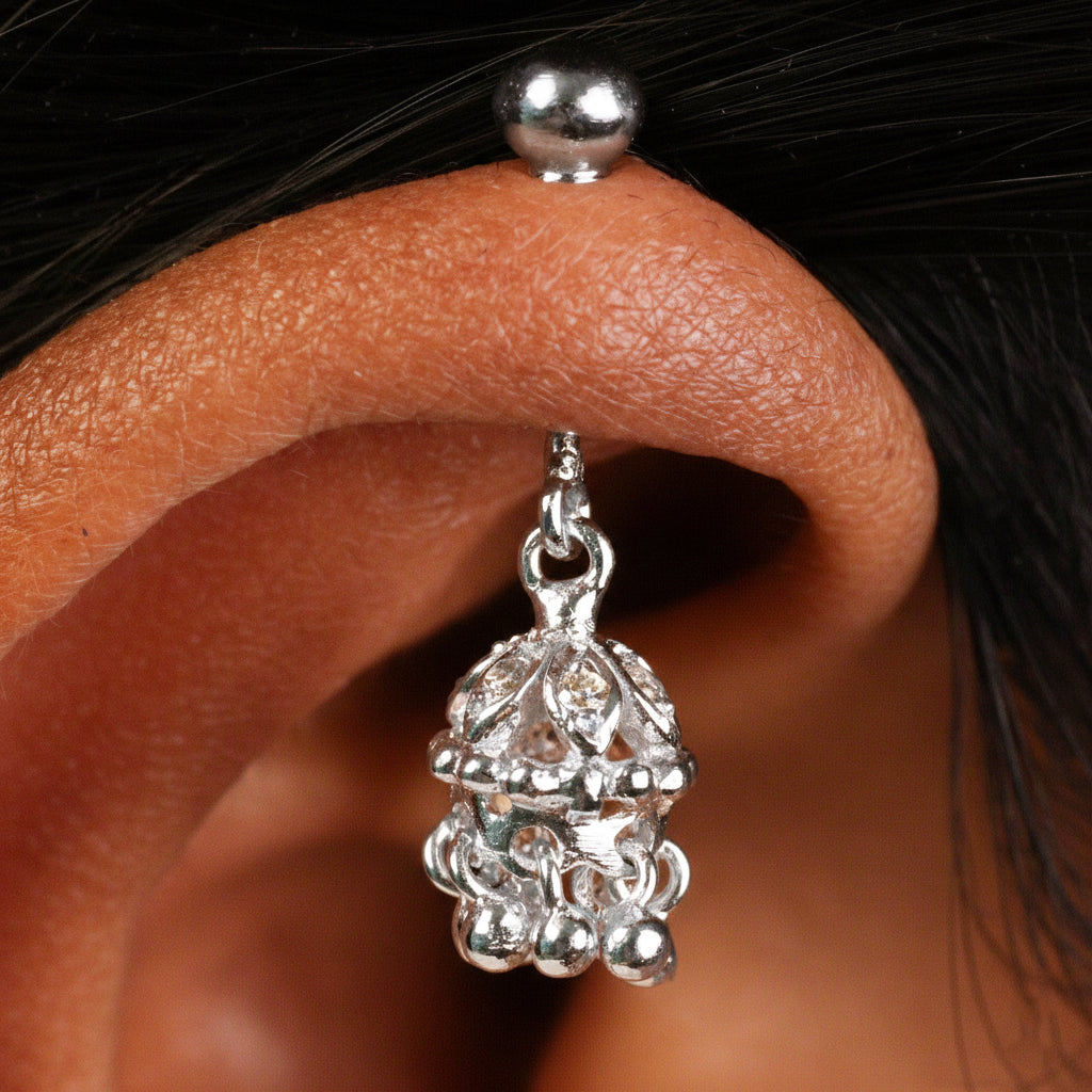 Silver Hanging Jhumka Bugadi