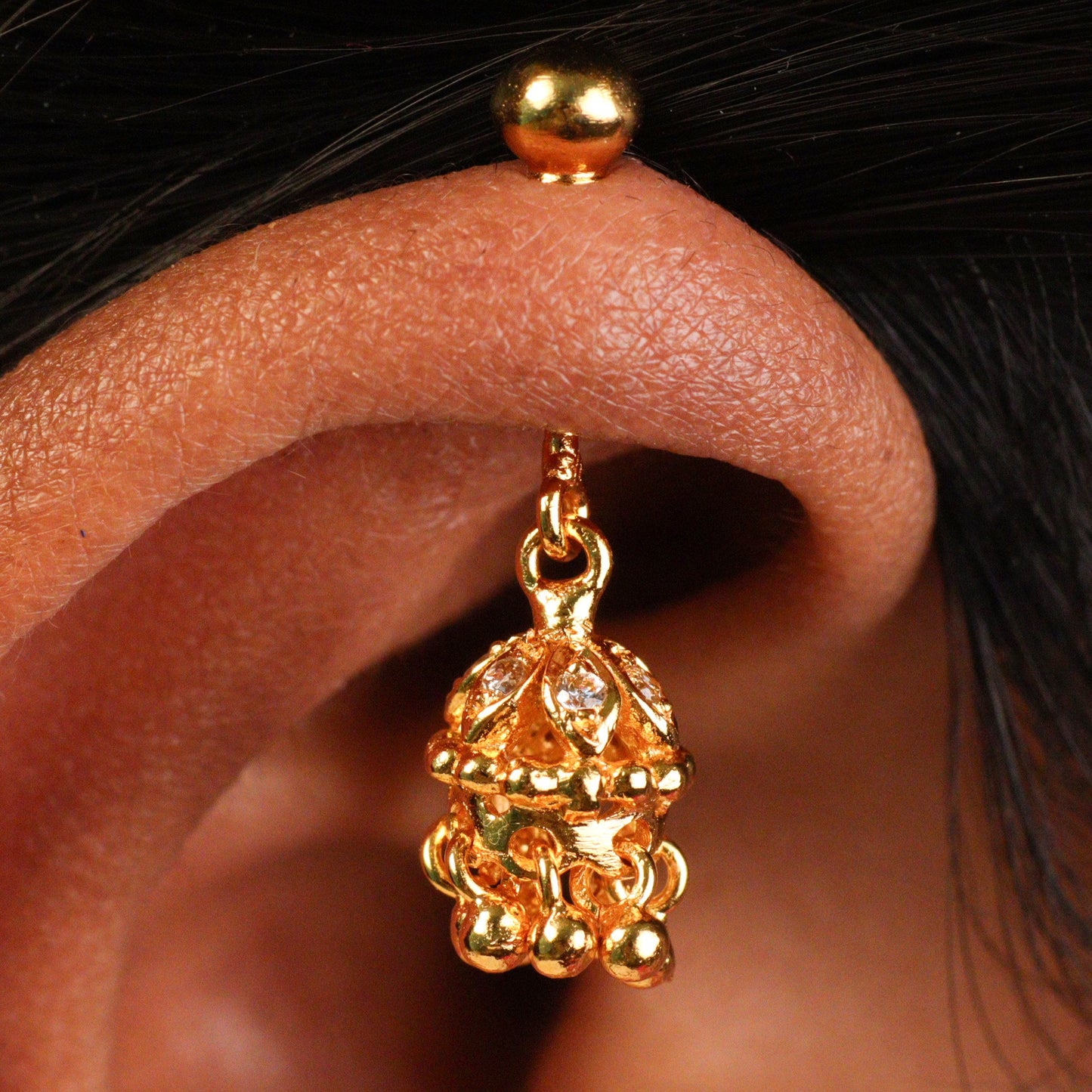Silver Hanging Jhumka Bugadi Gold Plated