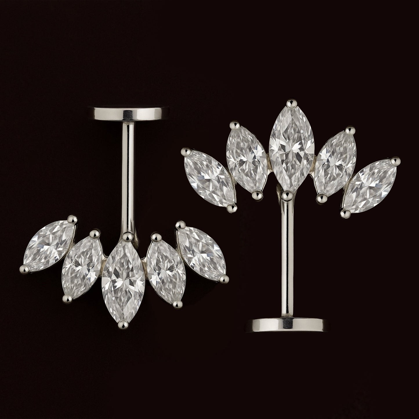 SILVER 5 MARQUIS MSB 2 DIAMOND STONE BUGADI