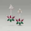 Silver Bugadi kamp Lotus Gopuram Top Ruby Red & Emerald Green Dessign