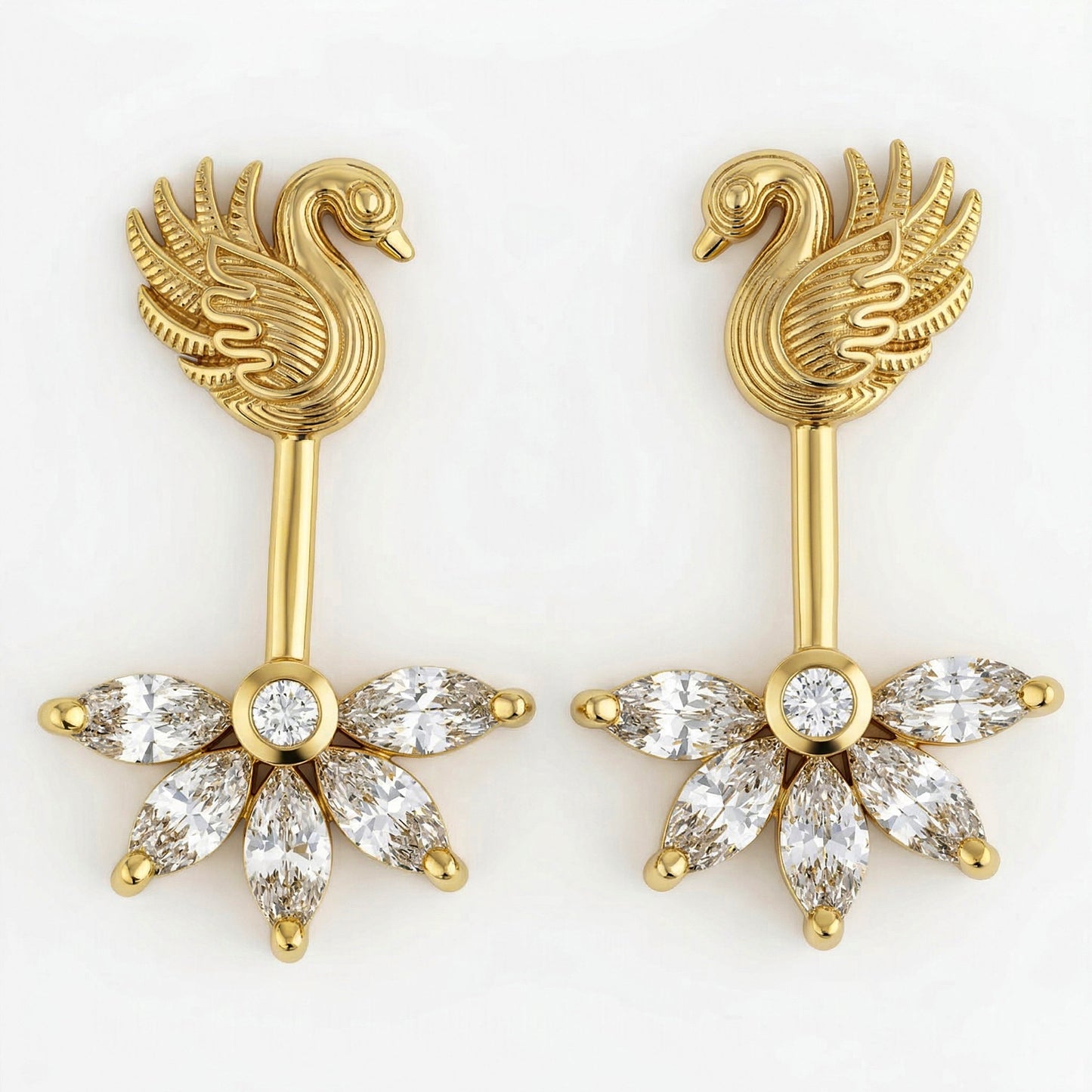 Silver Bugadi 5 Marquise Swan Top Diamond Design