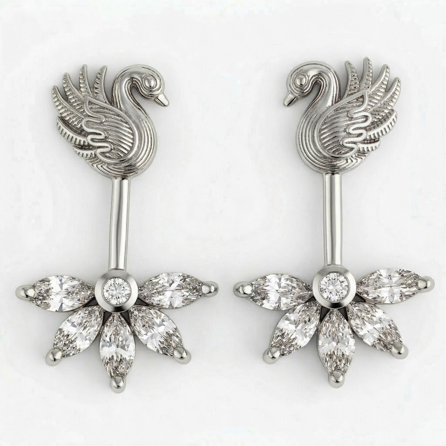 Silver Bugadi 5 Marquise Swan Top Diamond Design
