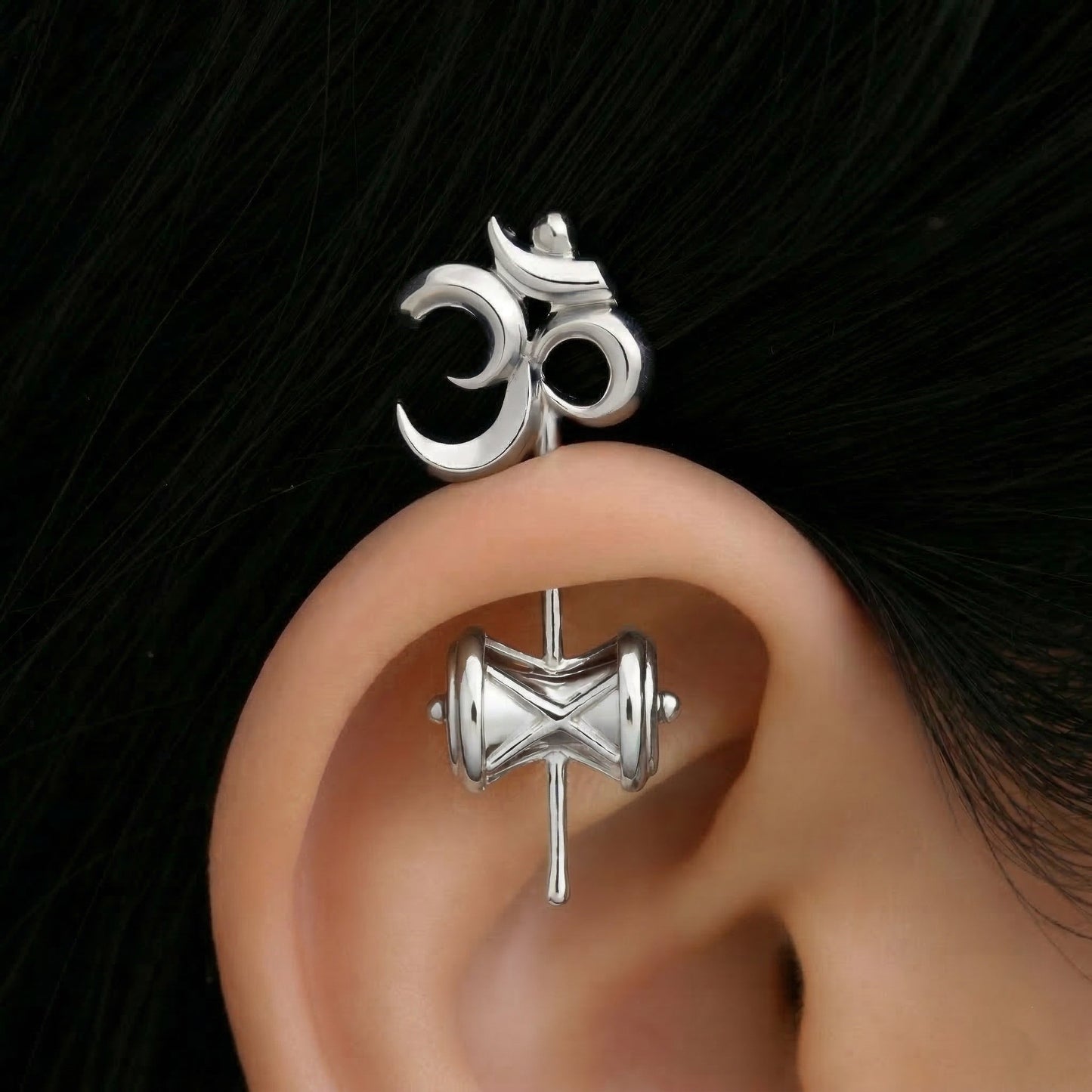 Silver Bugadi Damru Om Top Design