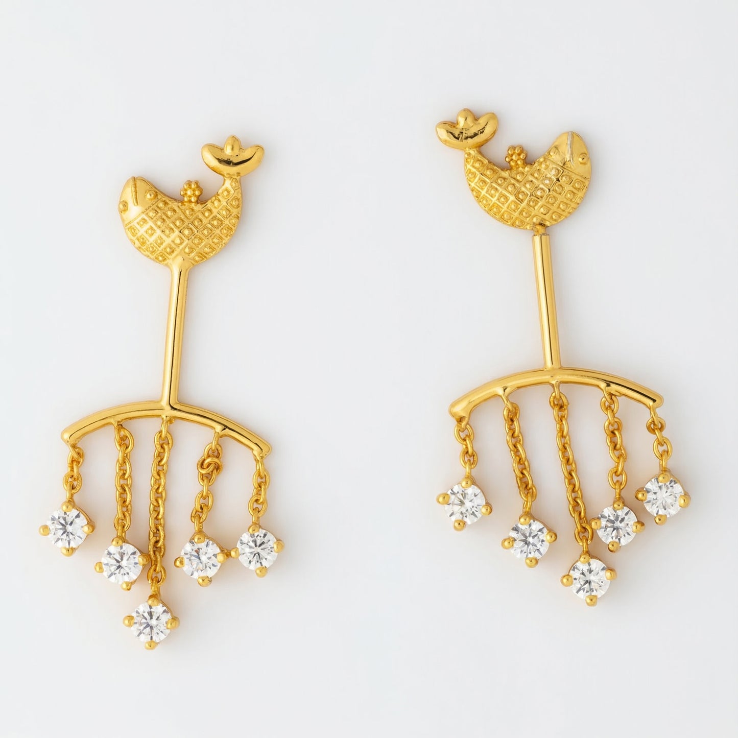Fish 5 Stone Chain Gold Plated Bugadi