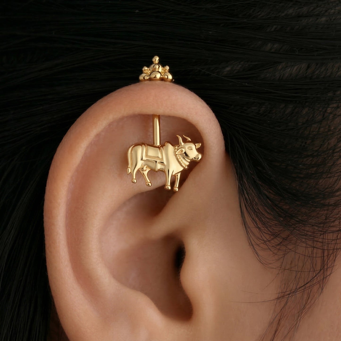 Silver Bugadi Nandi gopuram top Gold Design