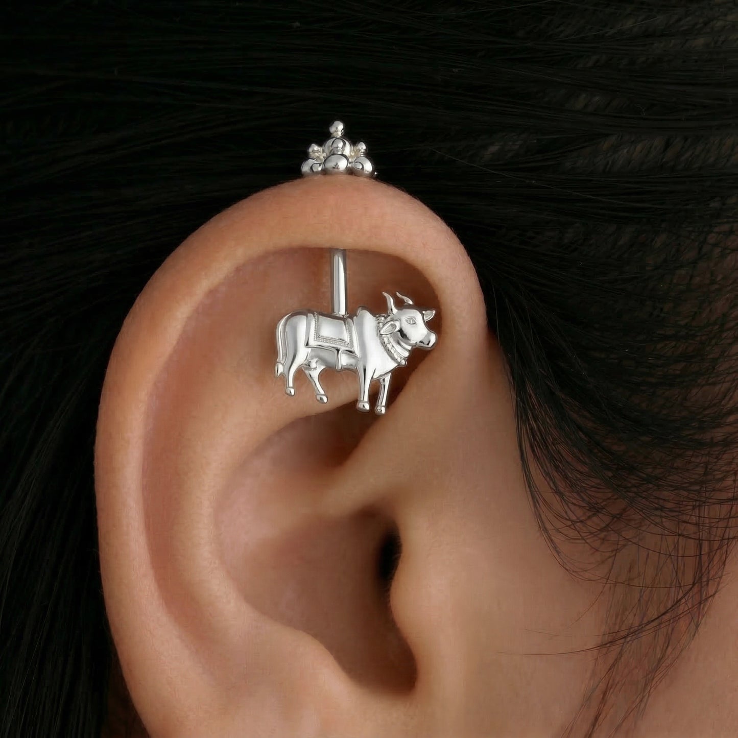 Silver Bugadi Nandi Gopuram top Design