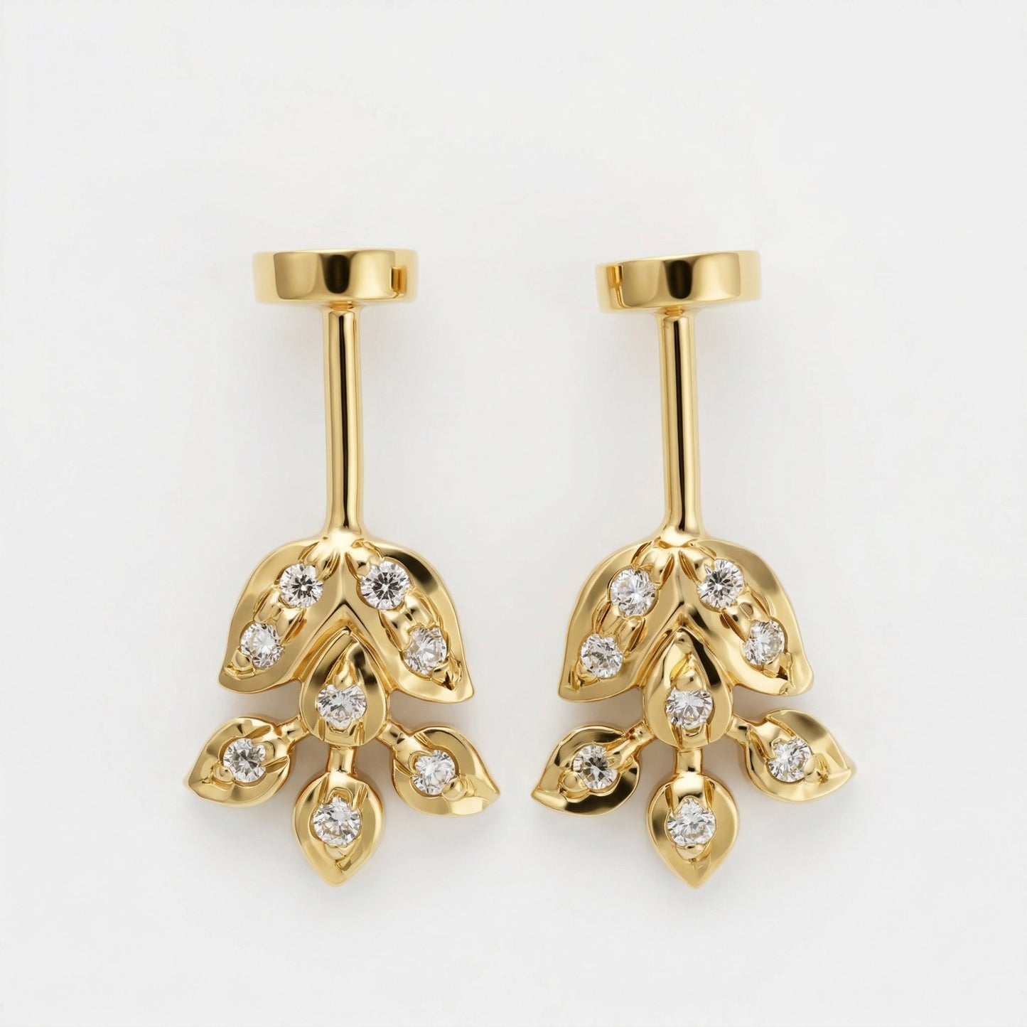 Silver Bugadi Flower Leaf Flat Top Gold Diamond Design