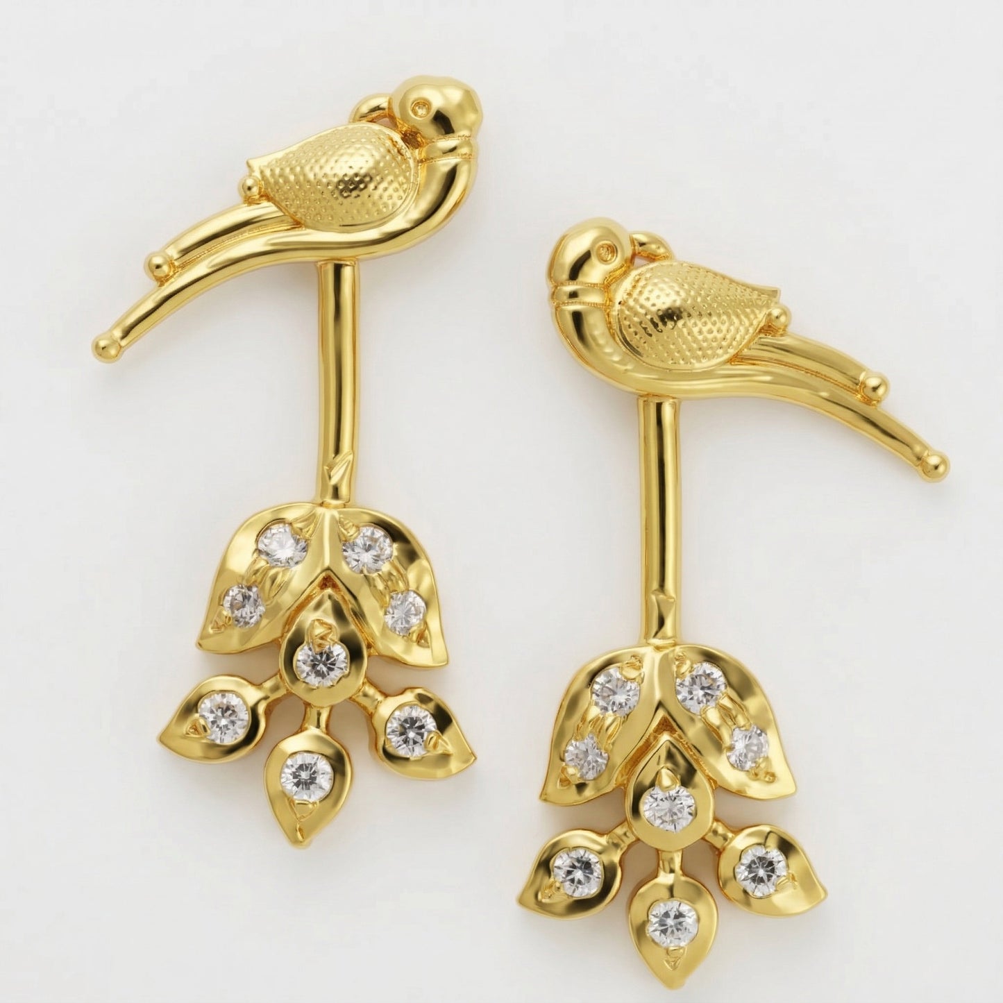 Silver Bugadi Flower Leaf Parrot Top Gold Diamond Design