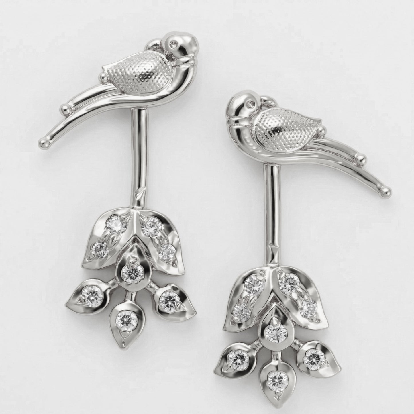 Silver Bugadi Flower Leaf Parrot Top Diamond Design