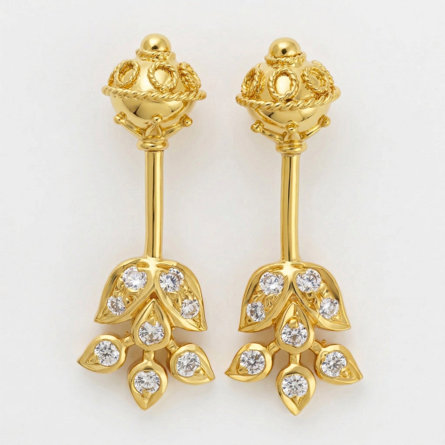 Silver Bugadi Flower Leaf Gumbad Top Gold Diamond Design