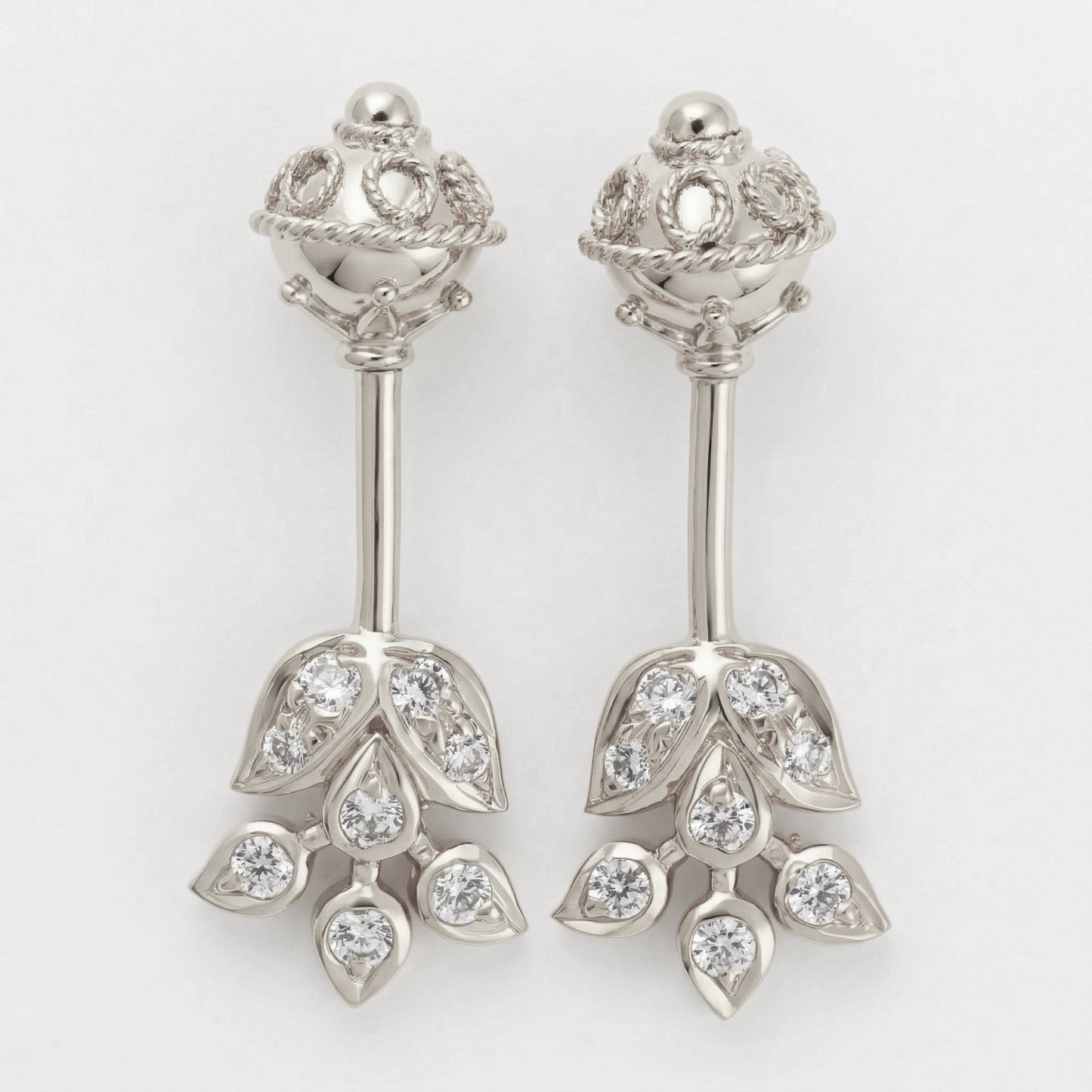 Silver Bugadi Flower Leaf Gumbad Top Diamond Design