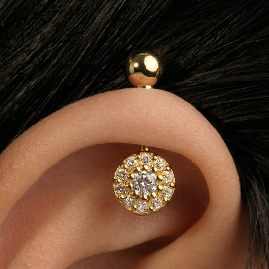 Silver Bugadi Ball Top Gold Diamond Design