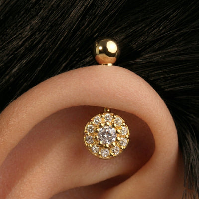 Silver Bugadi Ball Top Gold Diamond Design