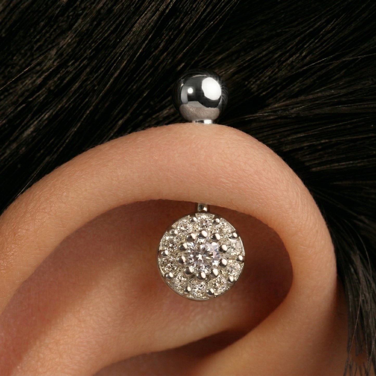 Silver Bugadi Daisy Ball Top Diamond Design