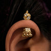 Silver Bugadi Jhumka Stone Square Stone Ball Bead Top Gold Diamond Design