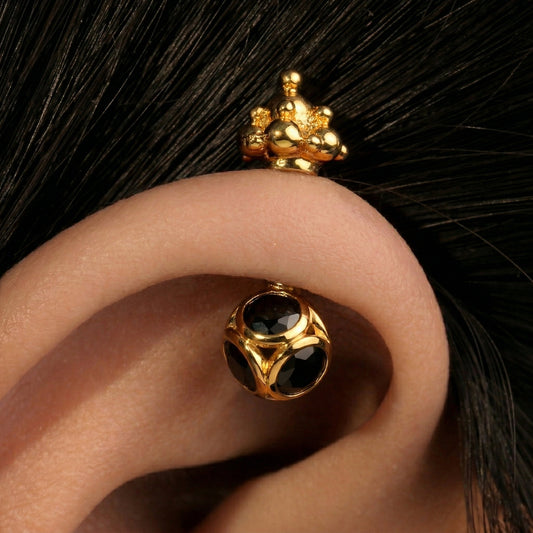 Silver Bugadi Stone Ball Gopuram Top Gold Nazar Black Design