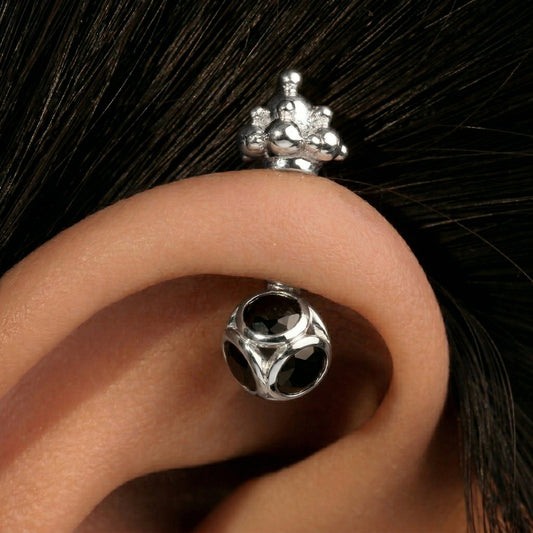Silver Bugadi Stone Ball Gopuram Top Nazar Black Design