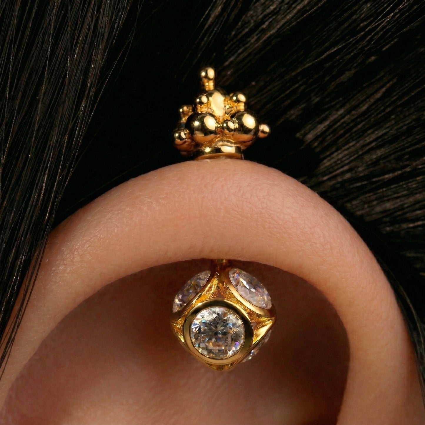 Silver Bugadi Stone Ball Gopuram Top Gold Diamond Dsign