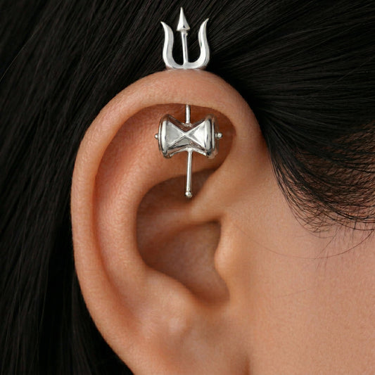 Silver Bugadi Damru Trishul Top Design