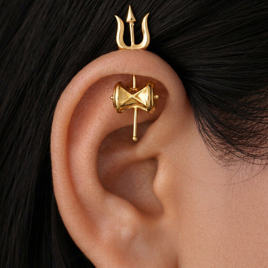 Silver Bugadi Damru Trishul Top Gold Design