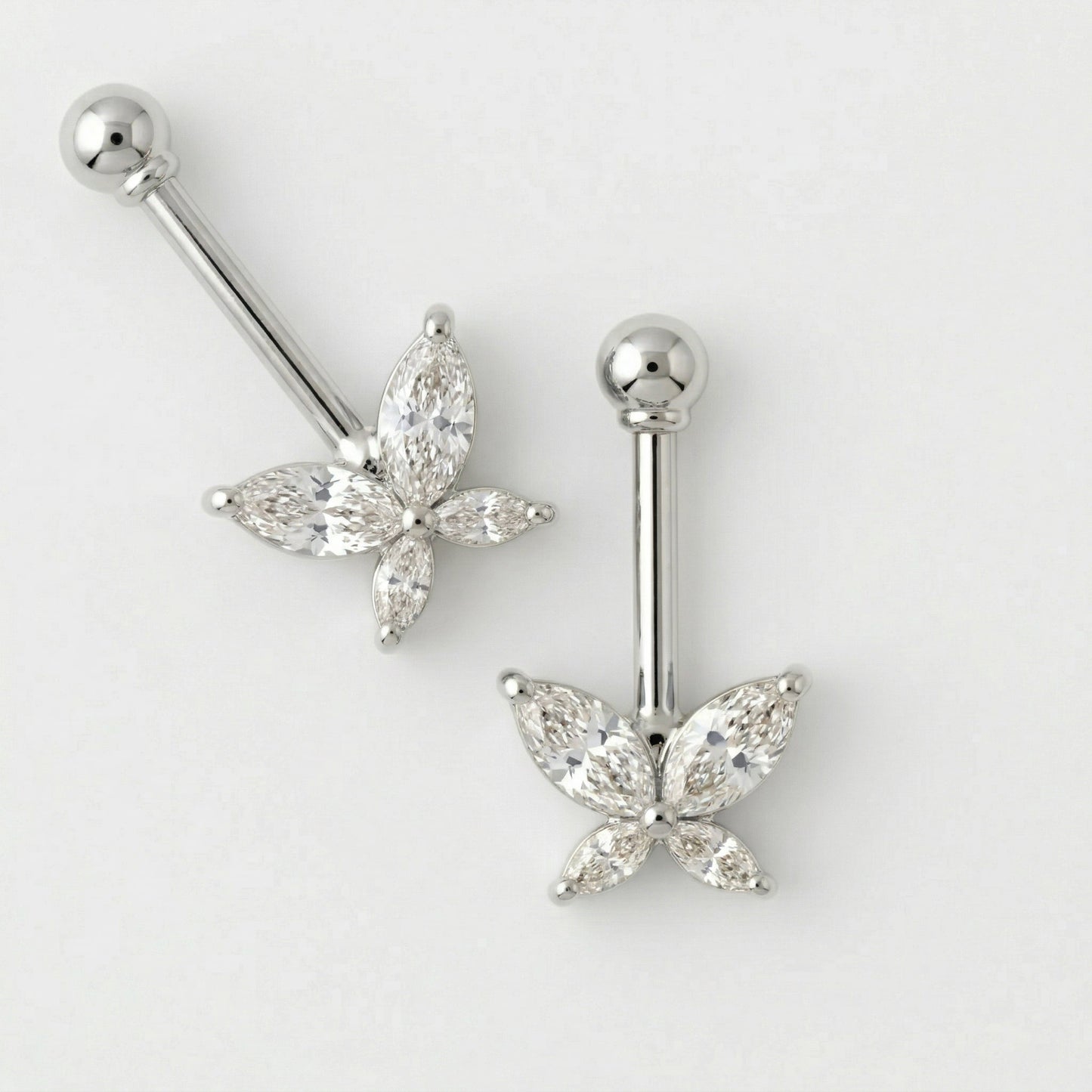 Silver Bugadi Butterfly Ball Top Diamond Design