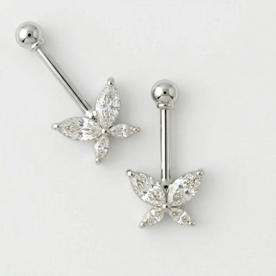 Silver Bugadi Butterfly Ball Top Diamond Design