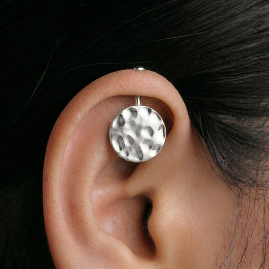 Silver Bugadi Soft Hammered Disk Flat Top Design
