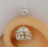 Silver Bugadi Jhumka Stone Ball Top Diamond Design