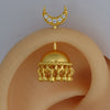SILVER JHUMKA WITH MOON STONE TOP GOLD BUGADI