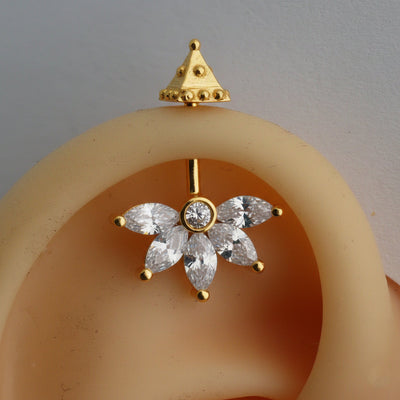 SILVER 5 MARQUIS DIAMOND STONE SHIKHAR TOP GOLD BUGADI
