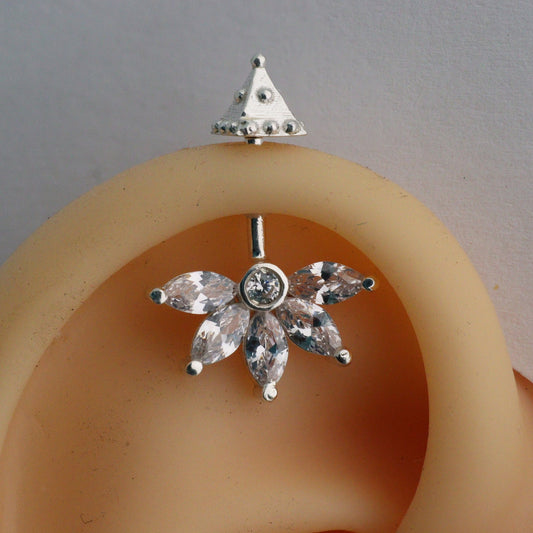 SILVER 5 MARQUIS DIAMOND STONE SHIKHAR TOP BUGADI