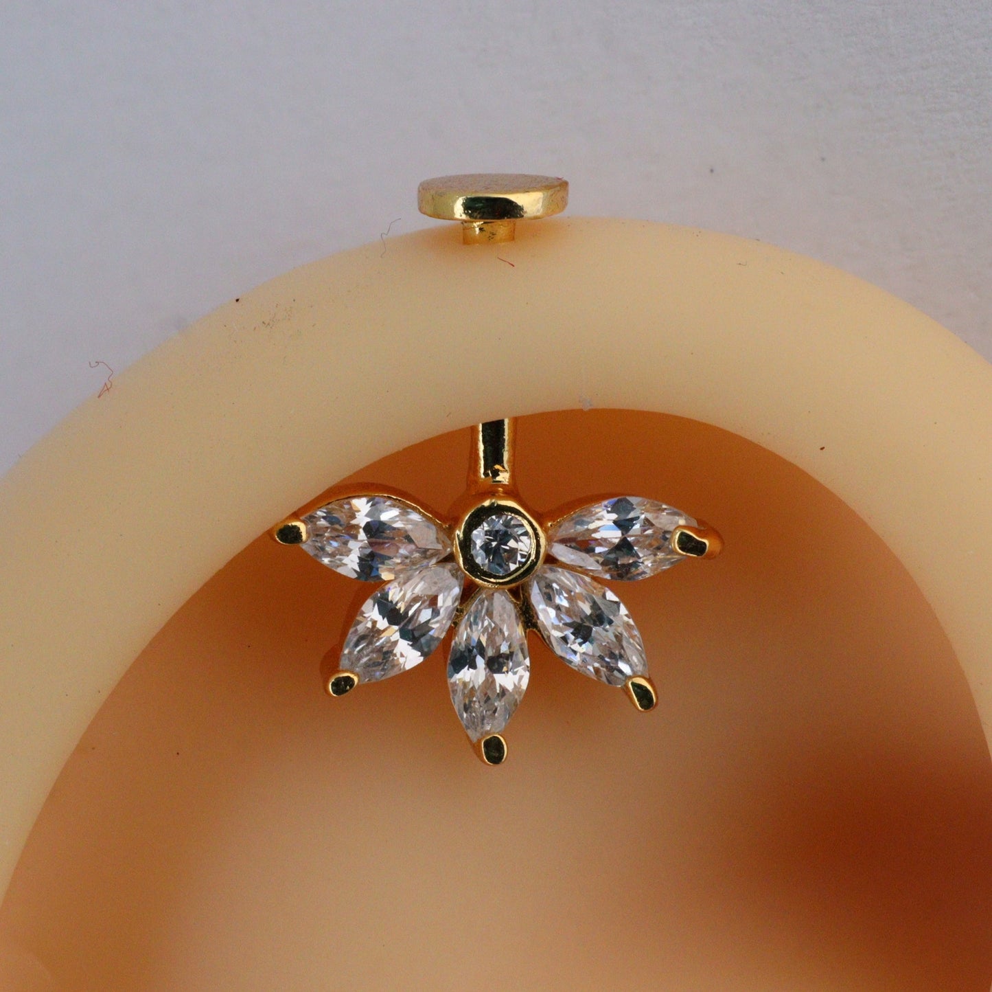 Silver Bugadi 5 Marquis Flat Top Gold Diamond Design