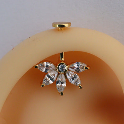 Silver Bugadi 5 Marquis Flat Top Gold Diamond Design